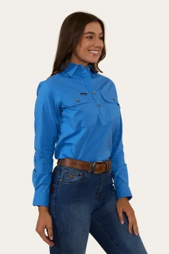 Discount Ringers Western Pentecost River Womens Half Button Coolmax Work Shirt - Blue
