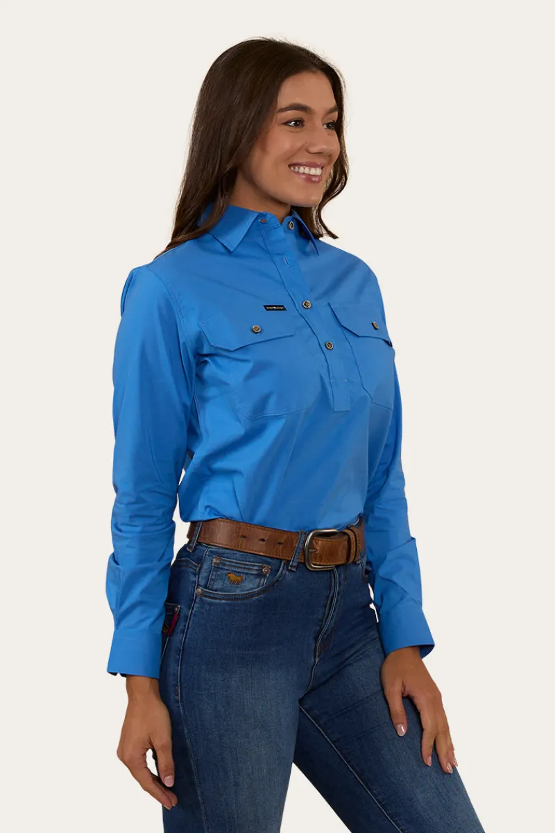 Discount Ringers Western Pentecost River Womens Half Button Coolmax Work Shirt - Blue