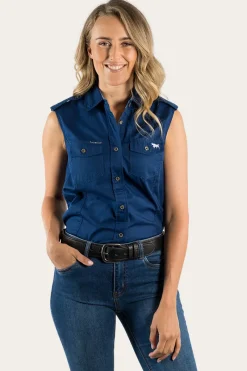 Clearance Ringers Western Pentecost River Womens Sleeveless Work Shirt - Navy