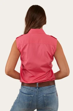 Outlet Ringers Western Pentecost River Womens Sleeveless Work Shirt - Melon