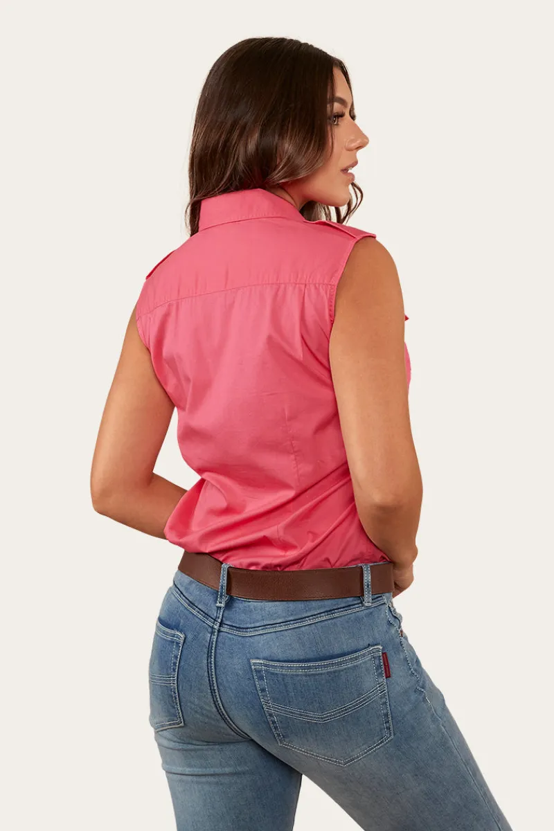 Outlet Ringers Western Pentecost River Womens Sleeveless Work Shirt - Melon