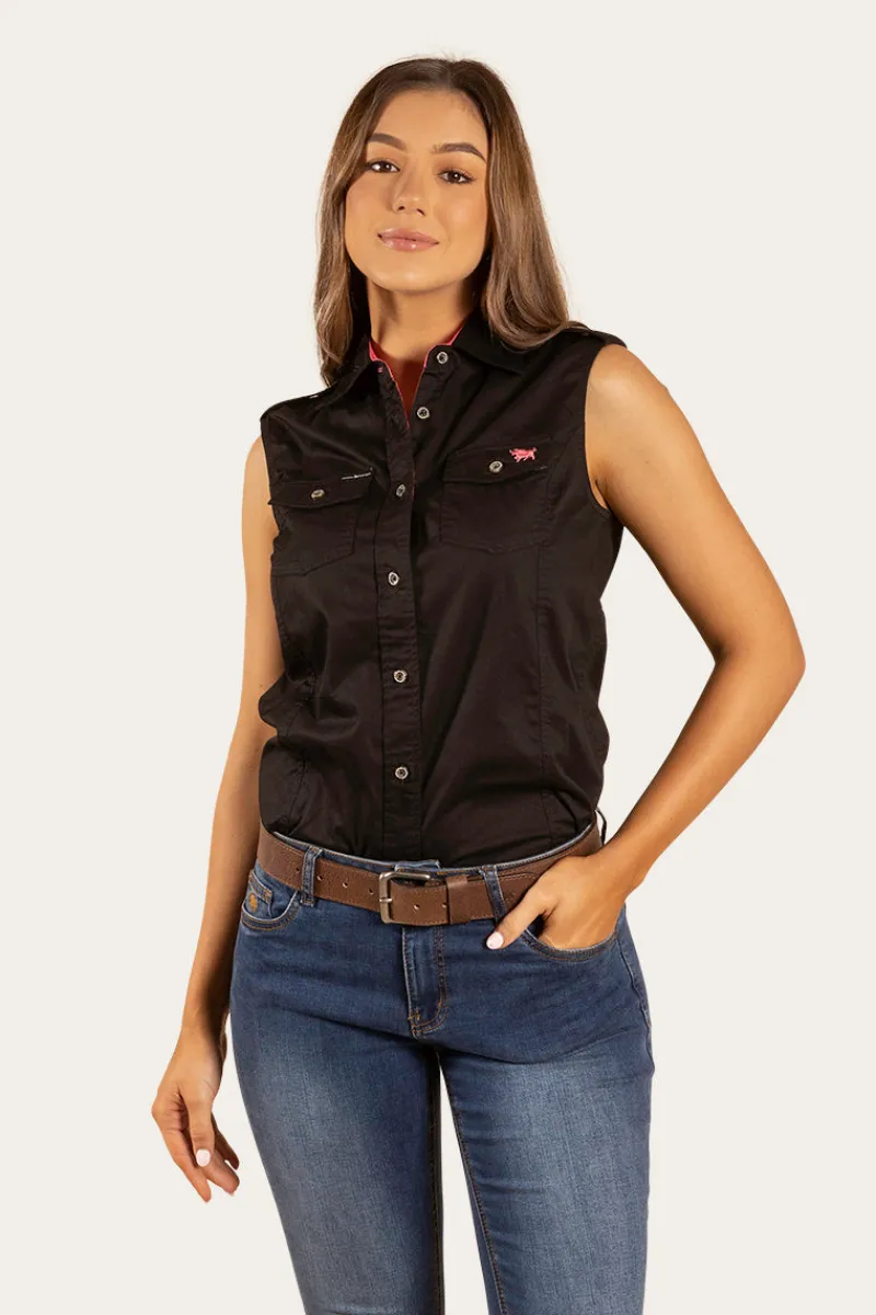 Hot Ringers Western Pentecost River Womens Sleeveless Work Shirt - Black