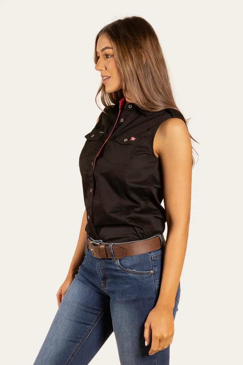 Hot Ringers Western Pentecost River Womens Sleeveless Work Shirt - Black