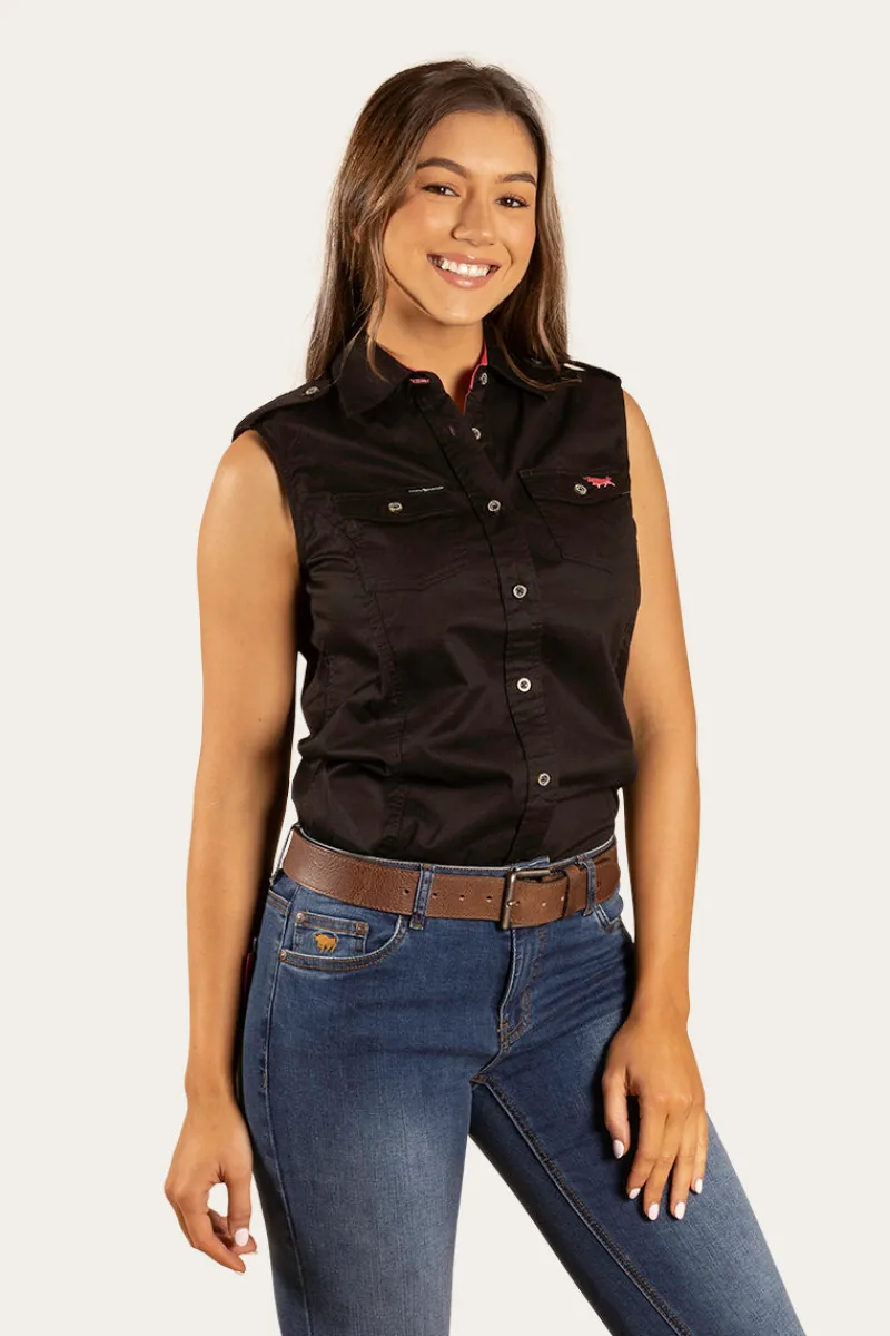 Hot Ringers Western Pentecost River Womens Sleeveless Work Shirt - Black