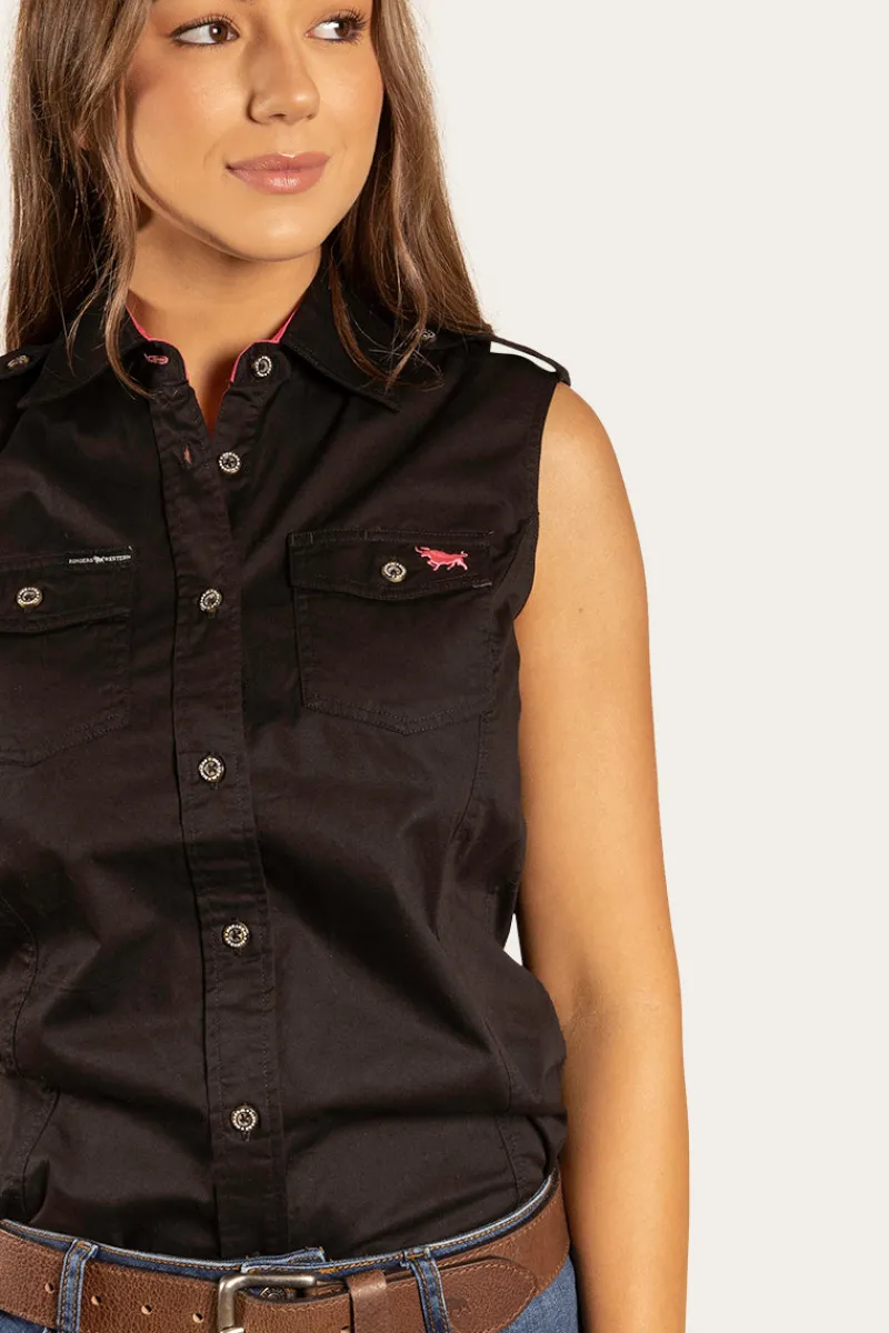 Hot Ringers Western Pentecost River Womens Sleeveless Work Shirt - Black