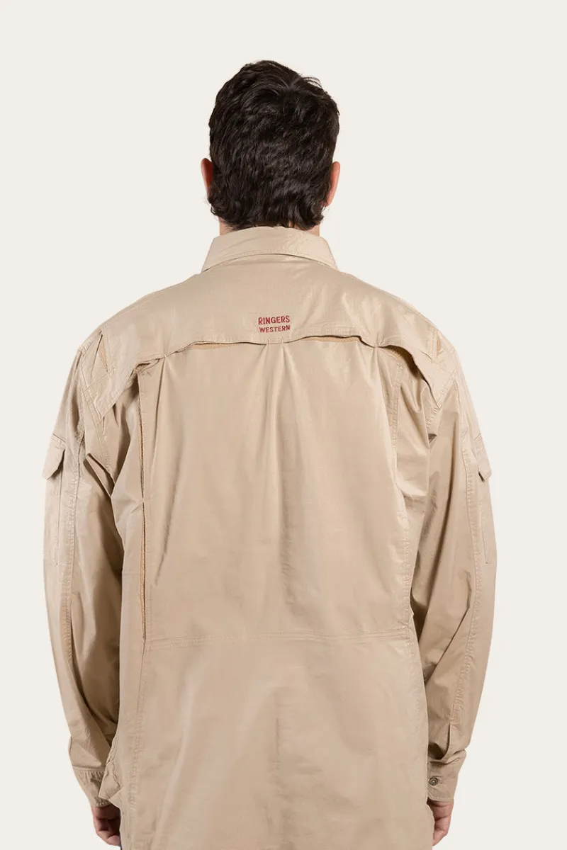 Best Ringers Western Pilbara Mens Ripstop Full Button Work Shirt - Camel