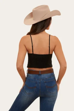 Clearance Ringers Western Posie Womens Cami Top - Black