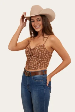 Outlet Ringers Western Posie Womens Cami Top - Toffee