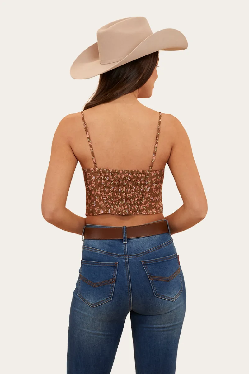 Outlet Ringers Western Posie Womens Cami Top - Toffee