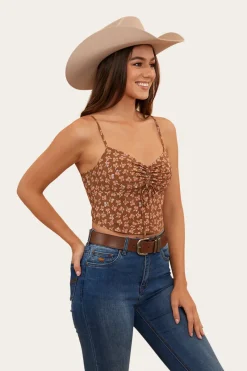 Outlet Ringers Western Posie Womens Cami Top - Toffee