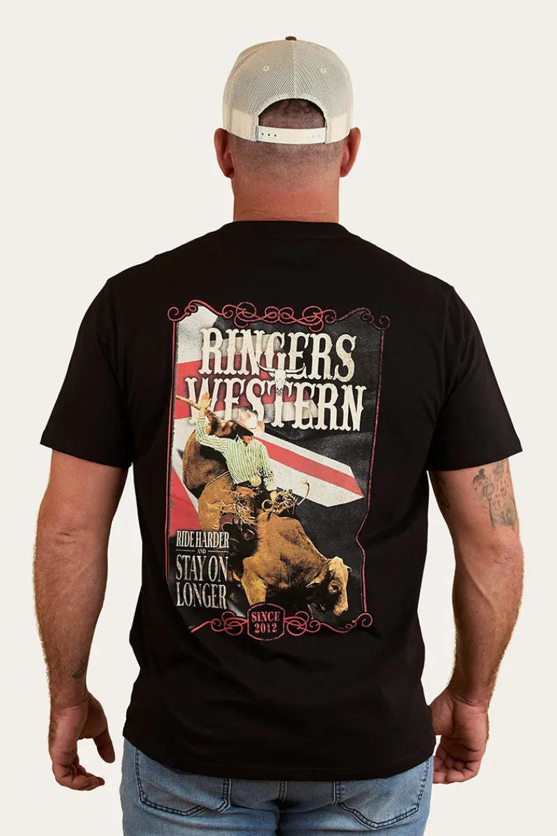 Discount Ringers Western Poster Mens Loose Fit T-Shirt - Black