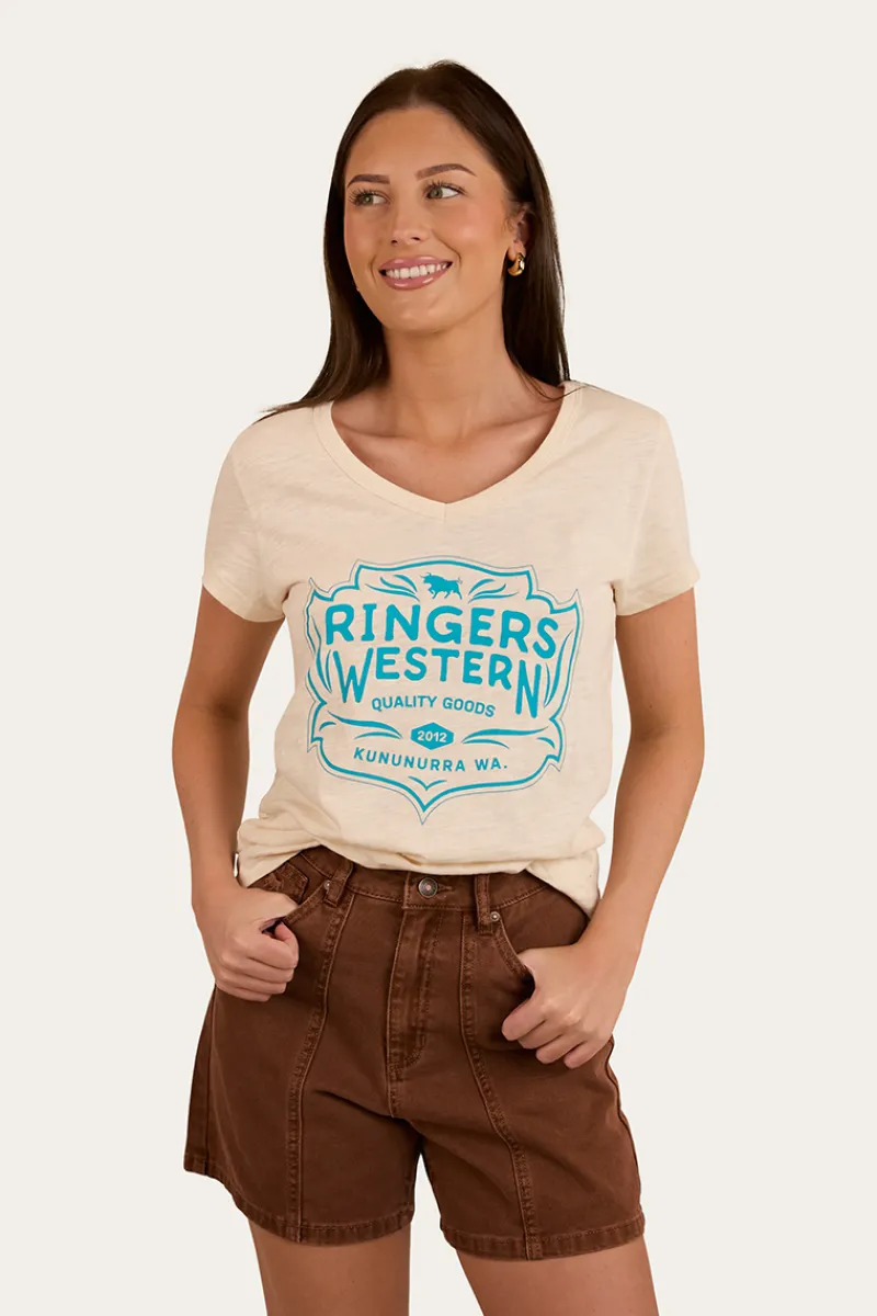 Sale Ringers Western Quality Goods Womens V Neck T Shirt - Off White