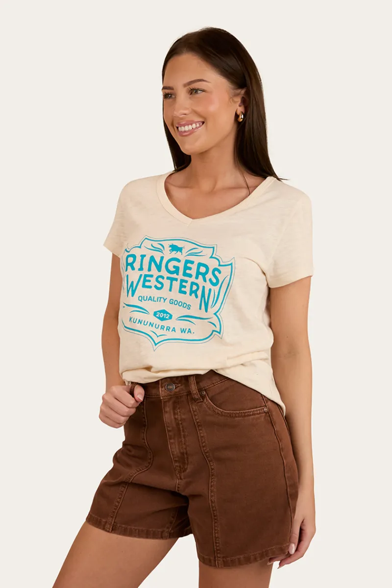 Sale Ringers Western Quality Goods Womens V Neck T Shirt - Off White