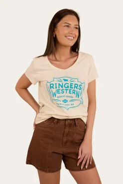Sale Ringers Western Quality Goods Womens V Neck T Shirt - Off White