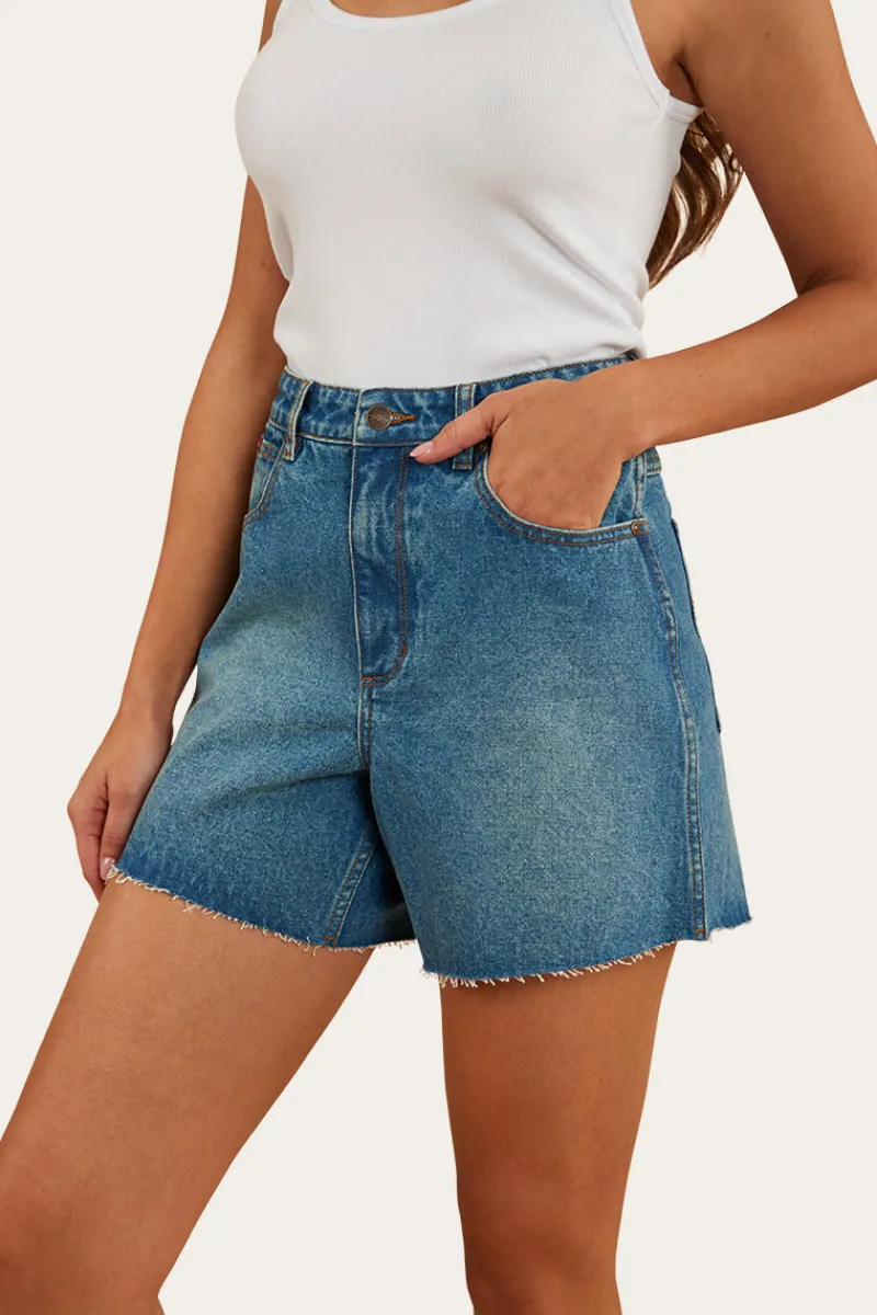 Ringers Western Remy Womens Denim Short - Mid Wash Blue