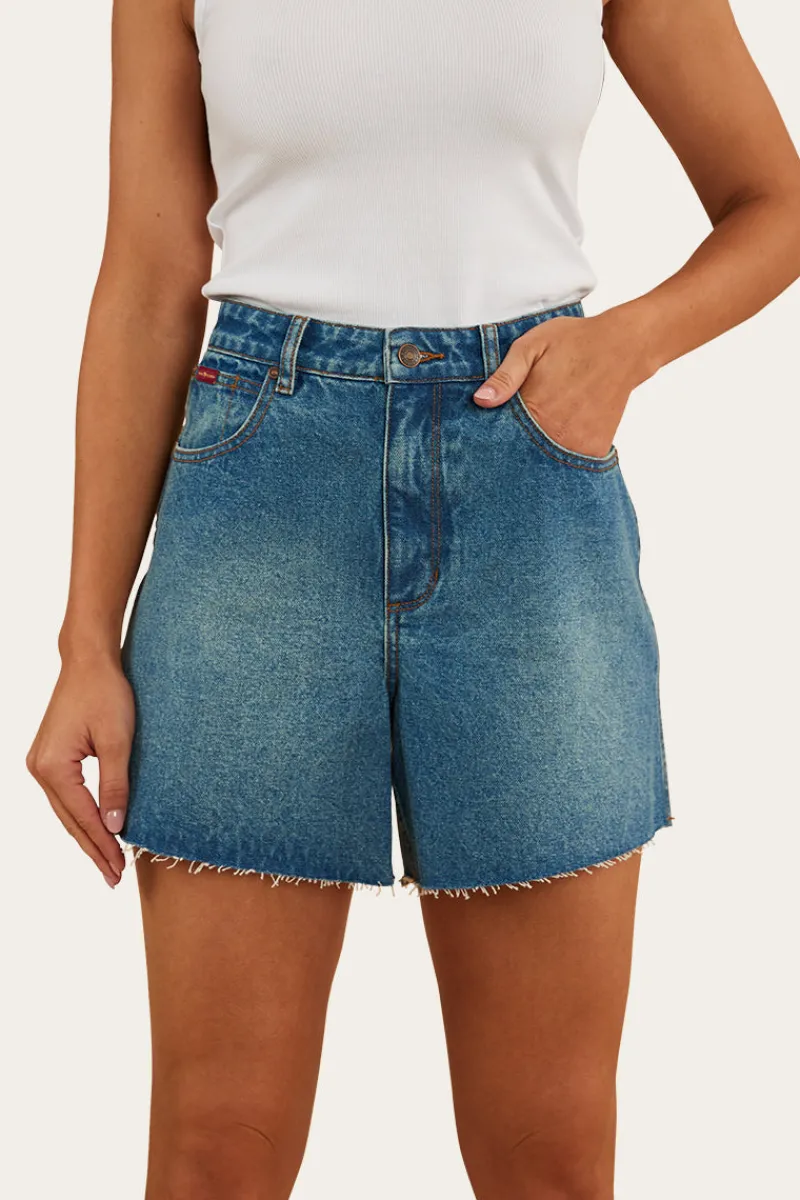 Ringers Western Remy Womens Denim Short - Mid Wash Blue