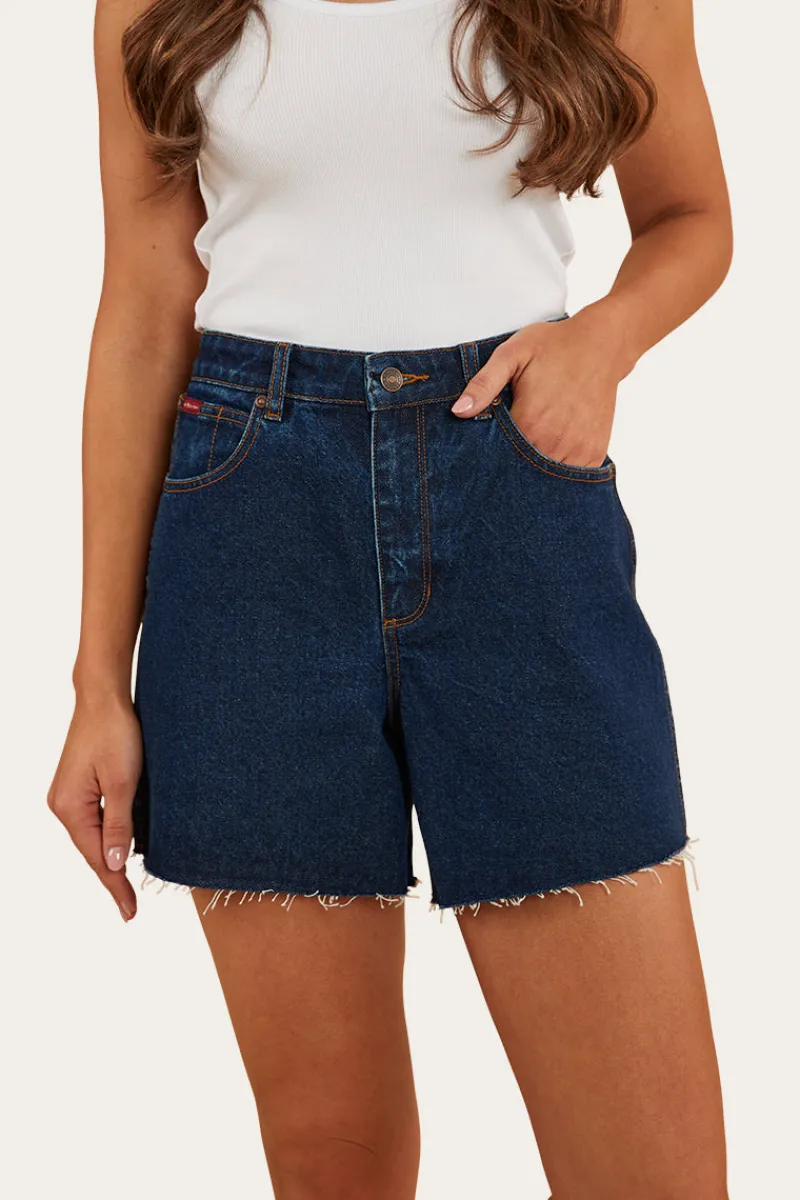 Outlet Ringers Western Remy Womens Denim Short - Dark Wash Blue