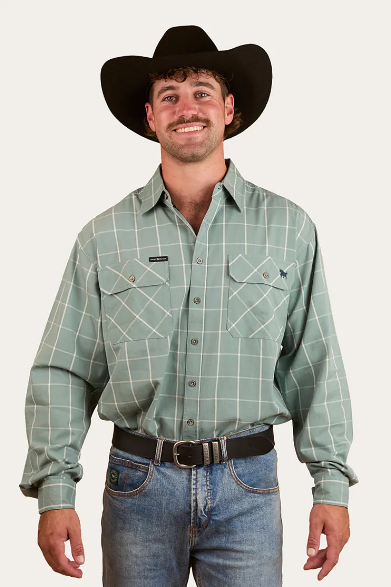 Online Ringers Western Richmond Mens Full Button Work Shirt - Sea Green