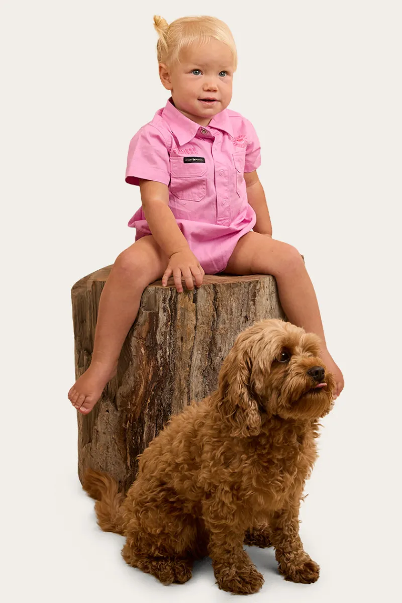 Sale Ringers Western Ringers Babies Short Sleeve Work Shirt Romper - Pastel Pink