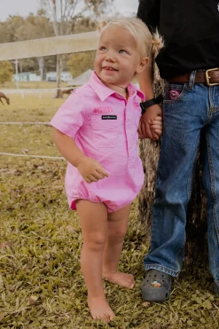 Sale Ringers Western Ringers Babies Short Sleeve Work Shirt Romper - Pastel Pink