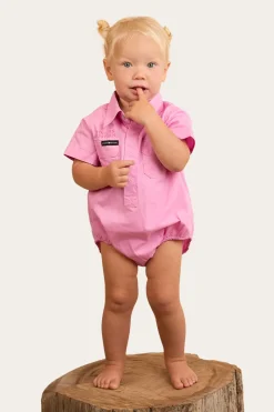 Sale Ringers Western Ringers Babies Short Sleeve Work Shirt Romper - Pastel Pink