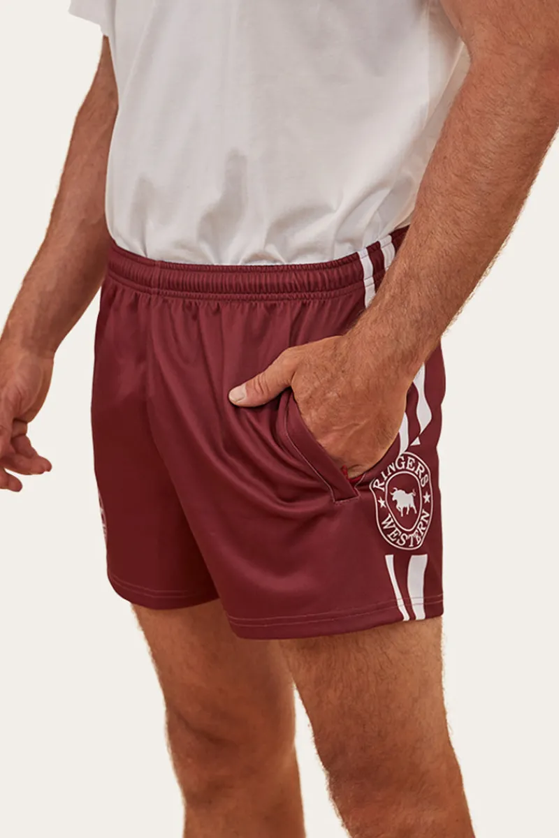 Online Ringers Western Ringers Footy Shorts - Burgundy