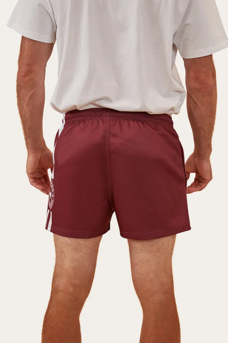 Online Ringers Western Ringers Footy Shorts - Burgundy
