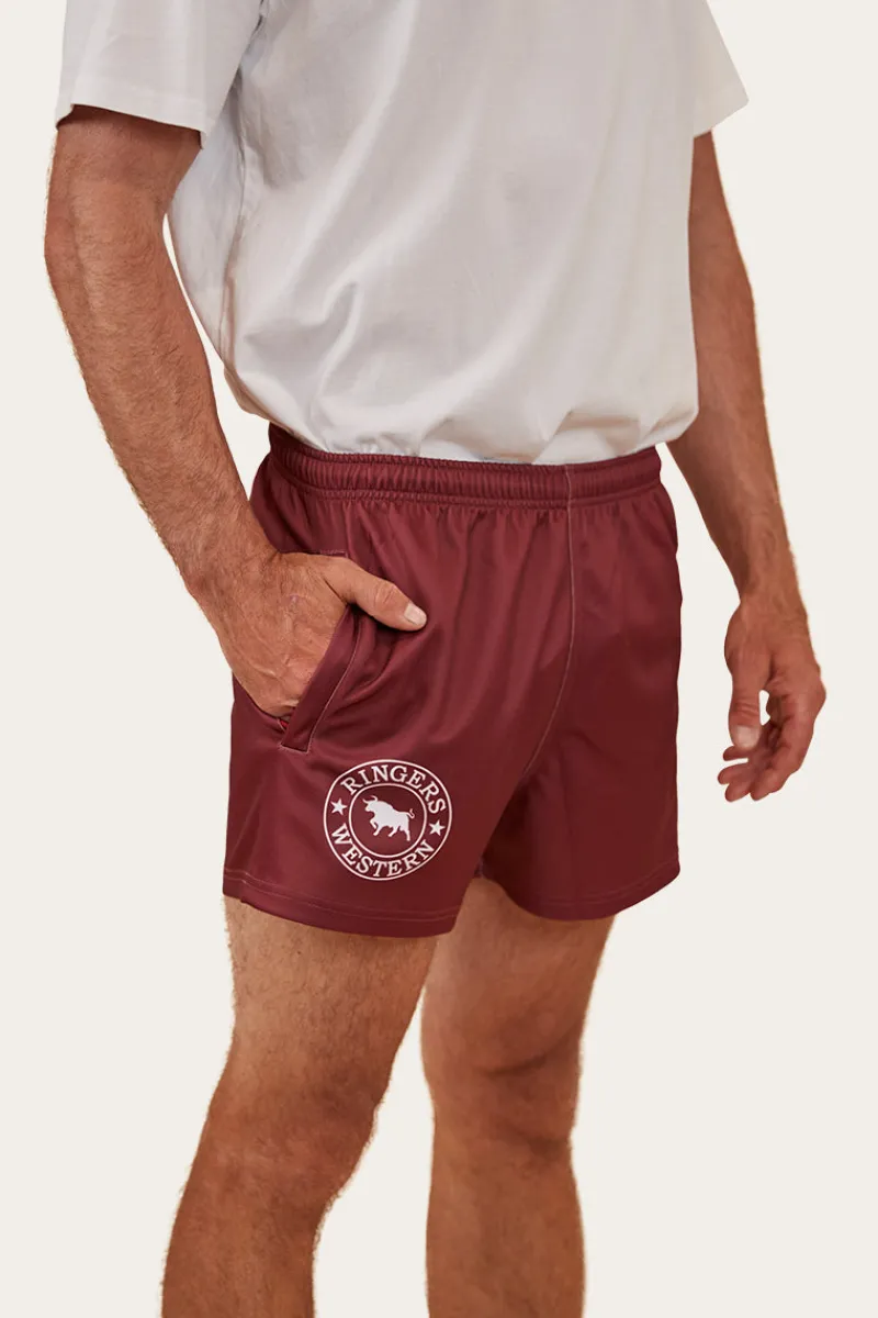 Online Ringers Western Ringers Footy Shorts - Burgundy