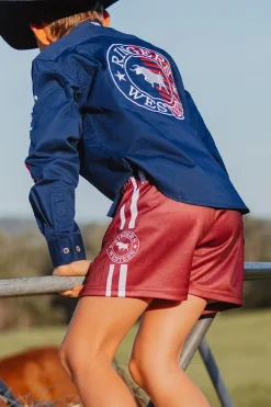 Discount Ringers Western Ringers Kids Footy Shorts - Burgundy