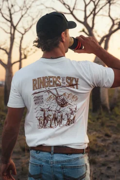 New Ringers Western Ringers Of The Sky Mens Stock Fit T-Shirt - White