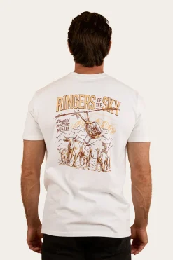 New Ringers Western Ringers Of The Sky Mens Stock Fit T-Shirt - White