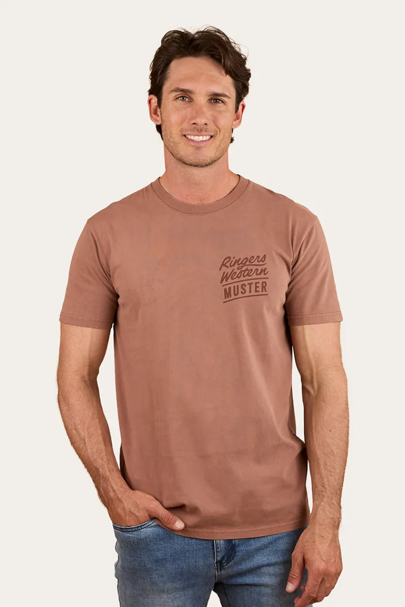 Clearance Ringers Western Ringers Of The Sky Mens Stock Fit T-Shirt - Saddle Brown
