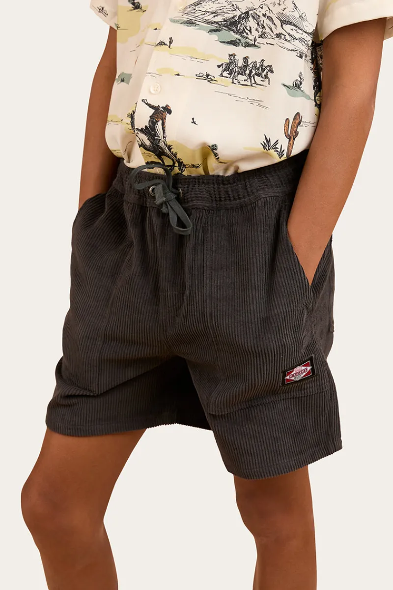 Clearance Ringers Western Ronan Boys Corduroy Walk Short - Charcoal