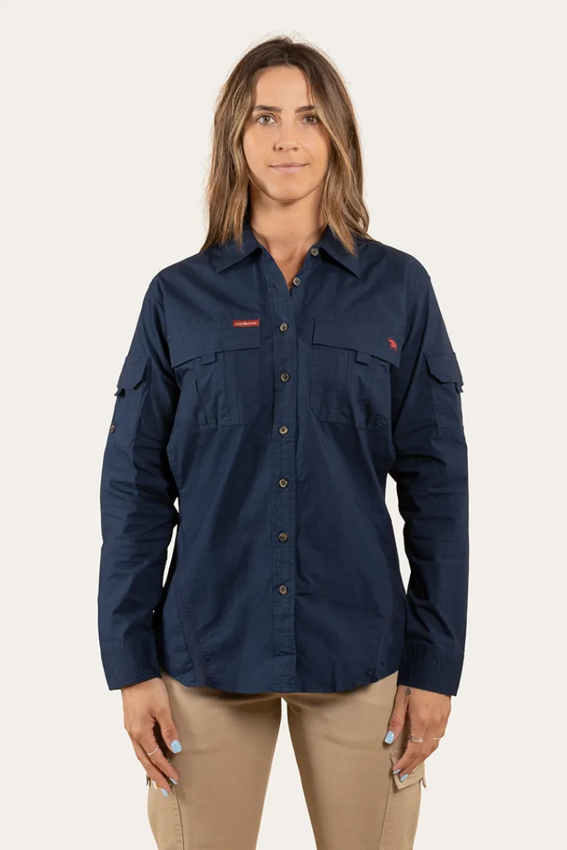 Best Ringers Western Rosebery Womens Ripstop Full Button Work Shirt - Dark Navy