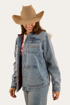 Clearance Ringers Western Rosebrook Womens Overshirt - Light Wash Blue