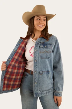 Clearance Ringers Western Rosebrook Womens Overshirt - Light Wash Blue