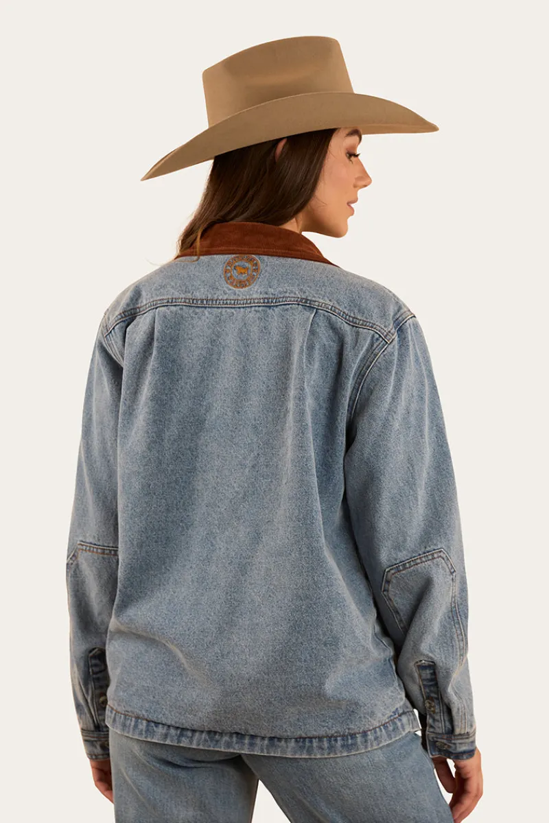 Clearance Ringers Western Rosebrook Womens Overshirt - Light Wash Blue