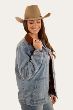 Clearance Ringers Western Rosebrook Womens Overshirt - Light Wash Blue