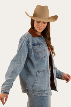 Clearance Ringers Western Rosebrook Womens Overshirt - Light Wash Blue