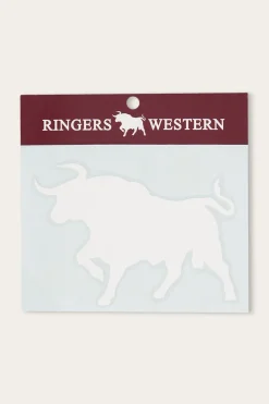 Clearance Ringers Western RW Bull Die Cut Sticker - White