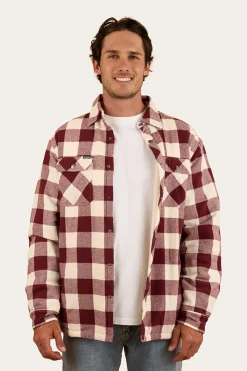 Outlet Ringers Western Sawyer Mens Sherpa Flannel - Deep Burgundy