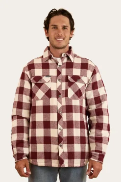 Outlet Ringers Western Sawyer Mens Sherpa Flannel - Deep Burgundy