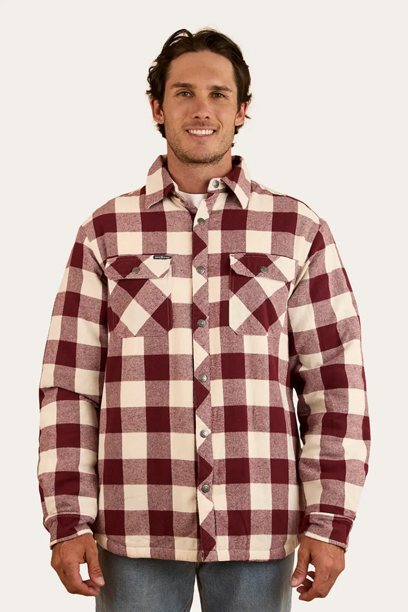 Outlet Ringers Western Sawyer Mens Sherpa Flannel - Deep Burgundy