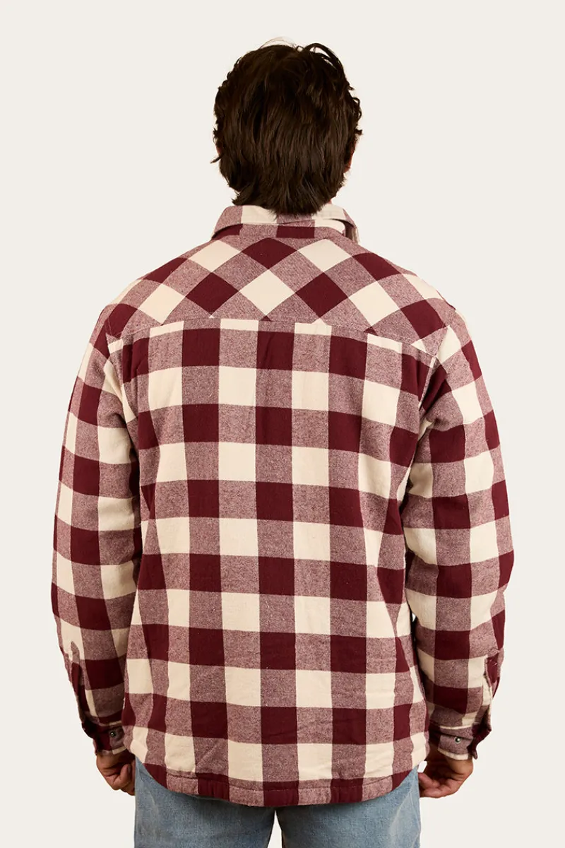 Outlet Ringers Western Sawyer Mens Sherpa Flannel - Deep Burgundy