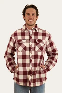 Outlet Ringers Western Sawyer Mens Sherpa Flannel - Deep Burgundy