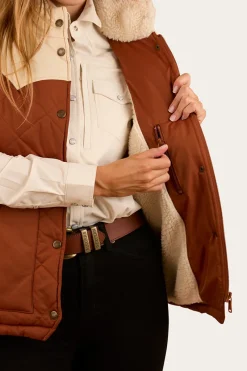 Best Ringers Western Selwyn Womens Puffer Vest - Tobacco / Off White
