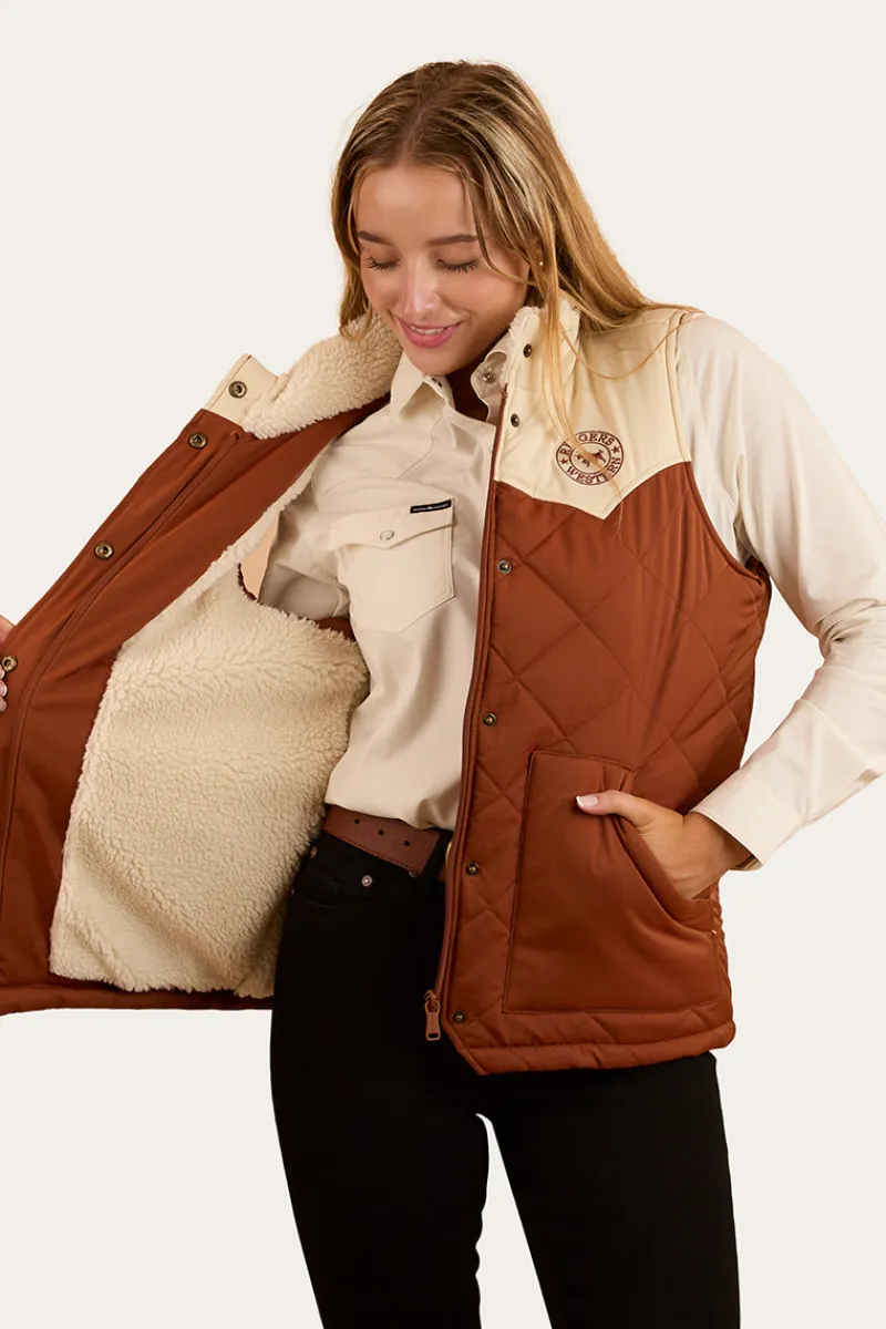 Best Ringers Western Selwyn Womens Puffer Vest - Tobacco / Off White