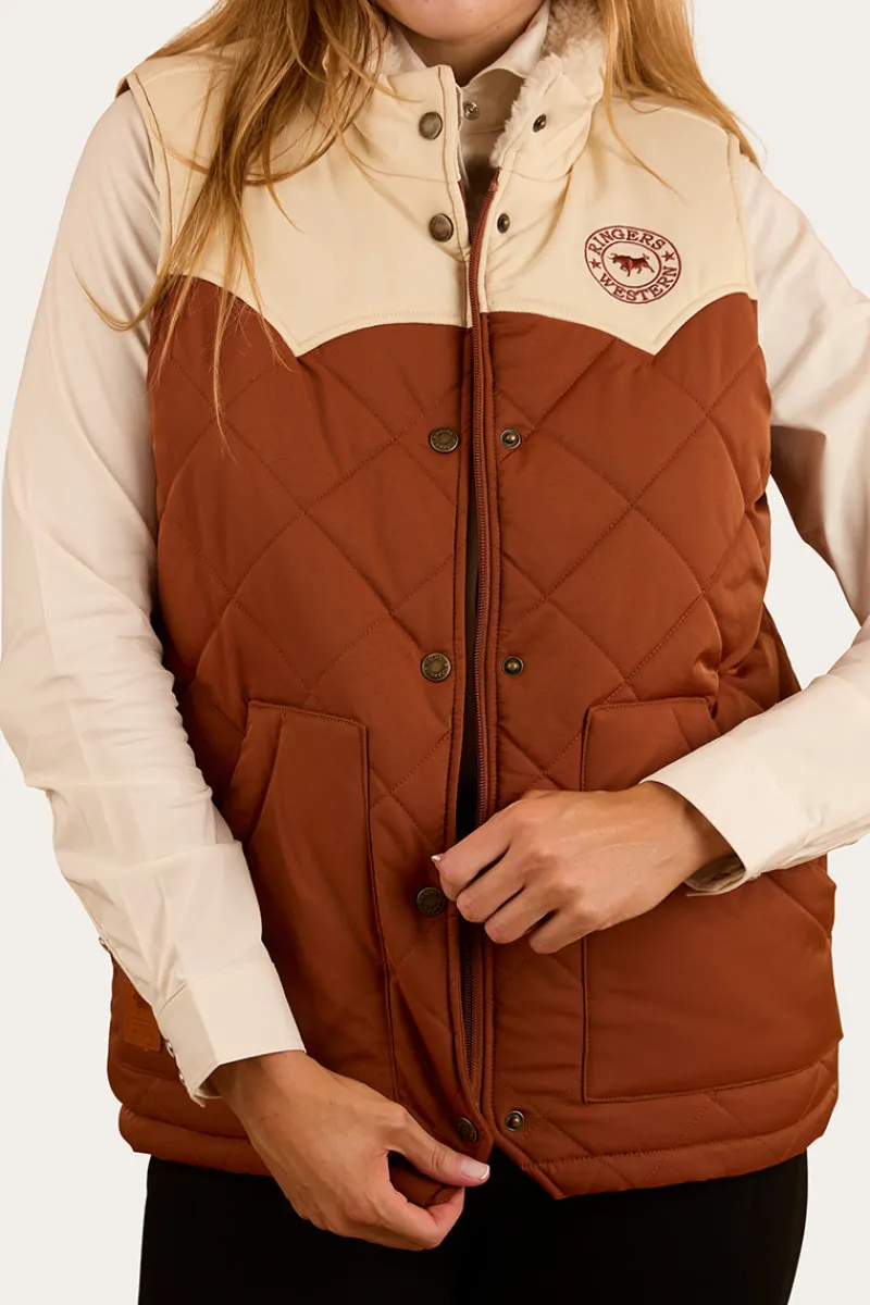 Best Ringers Western Selwyn Womens Puffer Vest - Tobacco / Off White