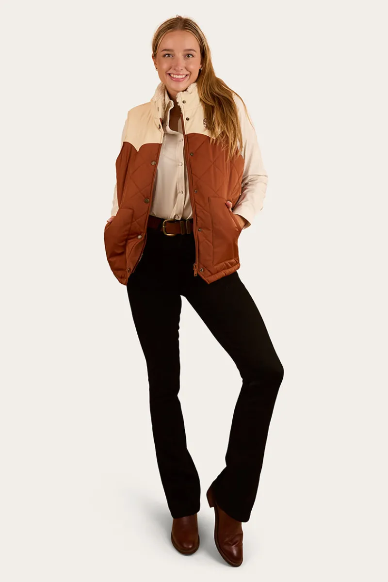 Best Ringers Western Selwyn Womens Puffer Vest - Tobacco / Off White