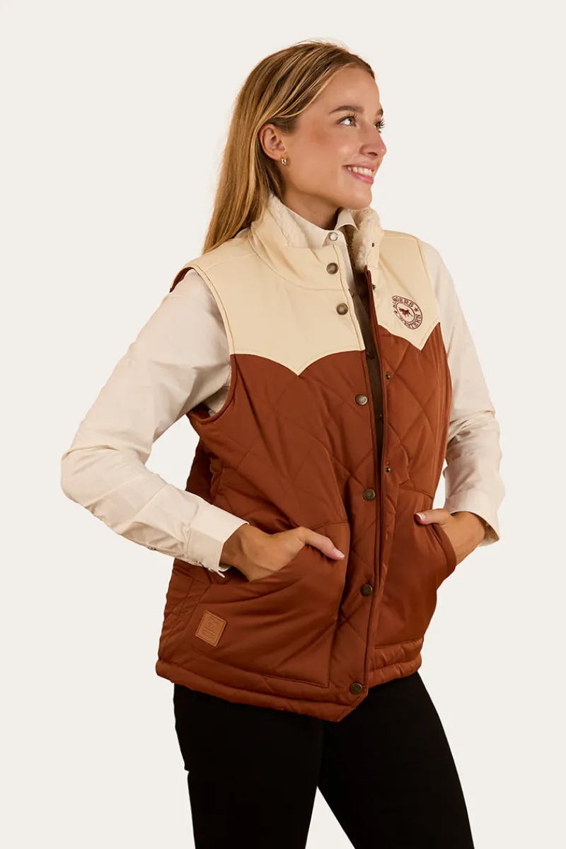 Best Ringers Western Selwyn Womens Puffer Vest - Tobacco / Off White